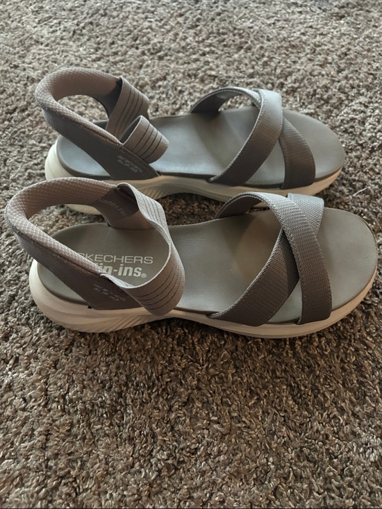 Skechers Shoes - Skechers Women's slip-ins Gray Elastic Strap Sandals